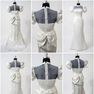 ♛Luxurious Grace Kelly Style Elegant Classy Wedding Haute Couture Bow Dress Gown